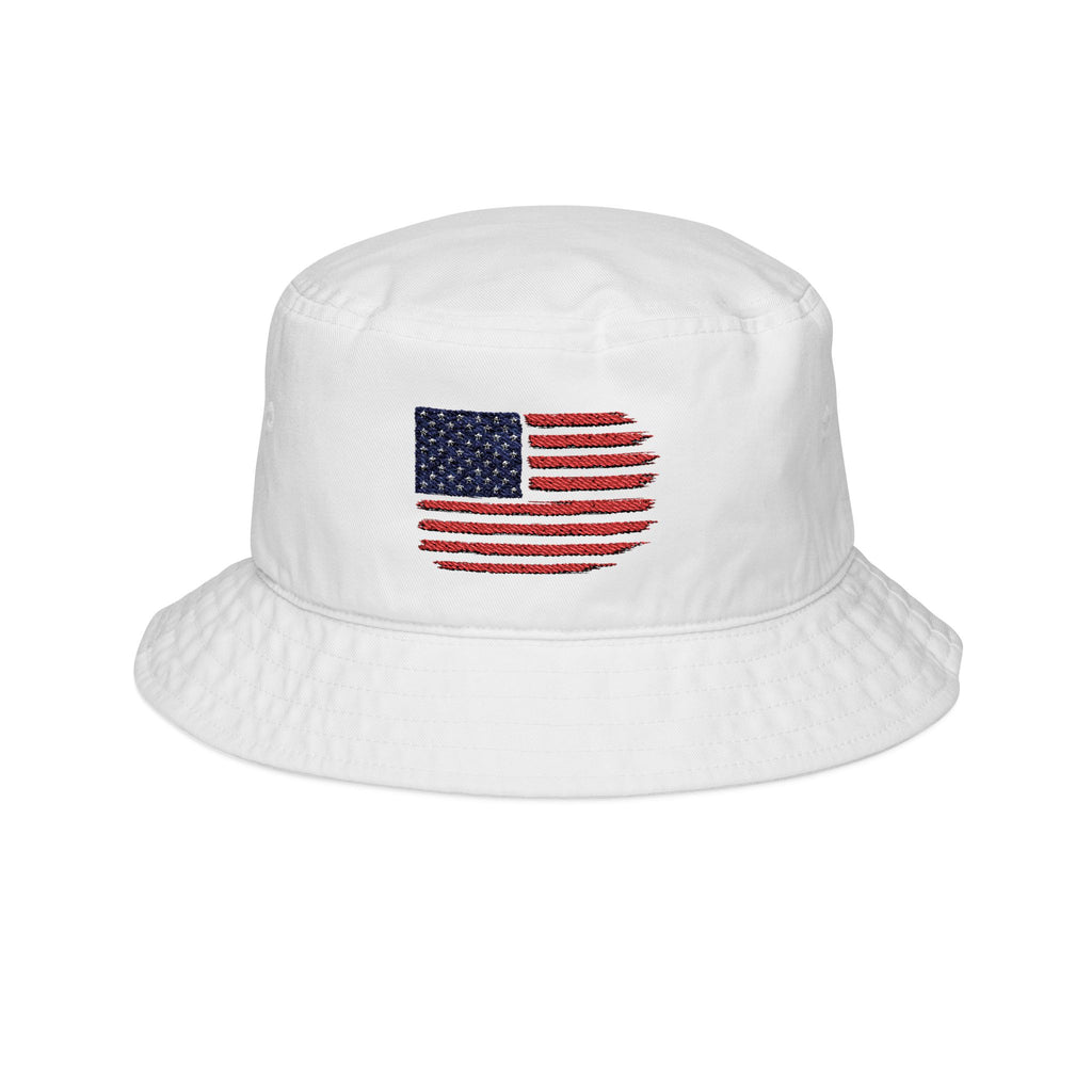 Embroidered American Flag Bucket Hat, Casual Summer Accessory, Outdoor Hat, Beachwear, Gift for Him/Her, Independence Day