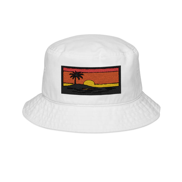 Sunset Embroidered Bucket Hat, Summer Accessory, Beachwear, Vacation Style, Gift for Him/Her, Trendy Hat
