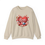 Valentine Love Heart Crewneck Sweatshirt — 'Love' Bird & Heart Graphic - Image 3