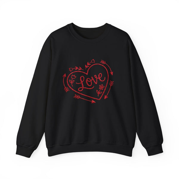 Love Heart Crewneck Sweatshirt — Floral Arrow Valentine Pullover
