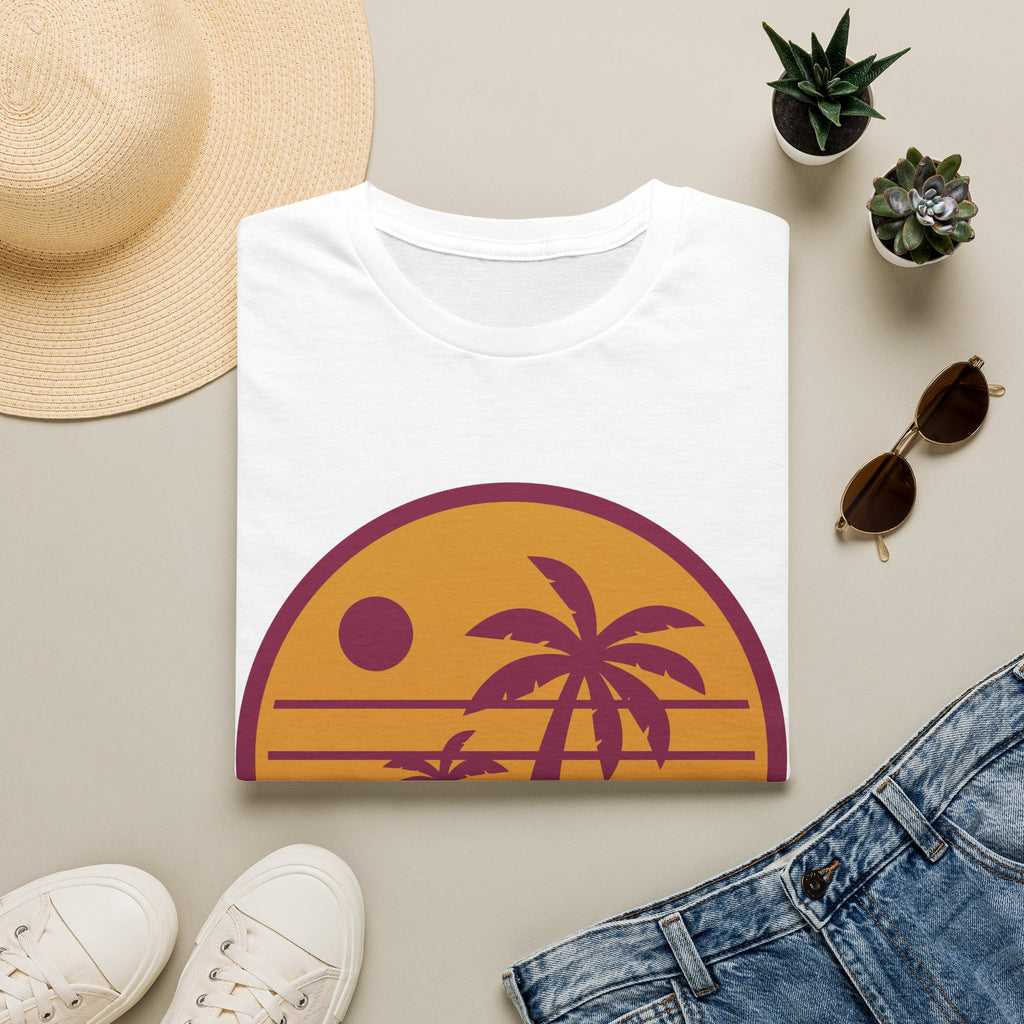 Retro Sunset Palm T-Shirt — Vintage Beach Graphic Tee