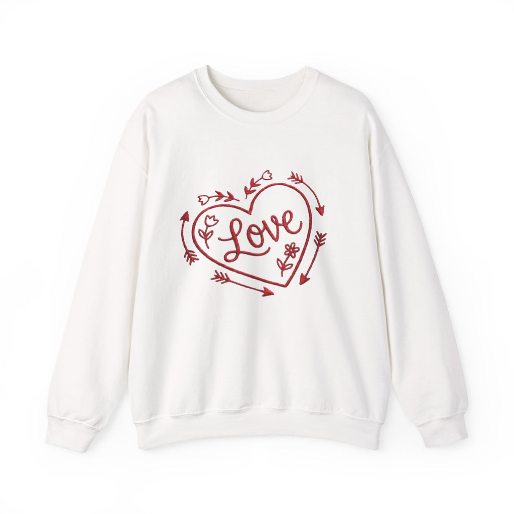 Love Heart Crewneck Sweatshirt — Floral Arrow Valentine Pullover